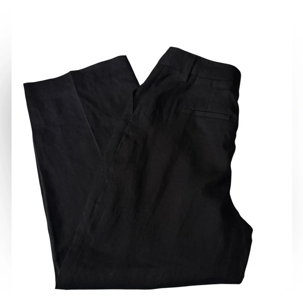 Reformation 'Alex' Black Linen Linen Pant Size  8 Petite 100% Linen